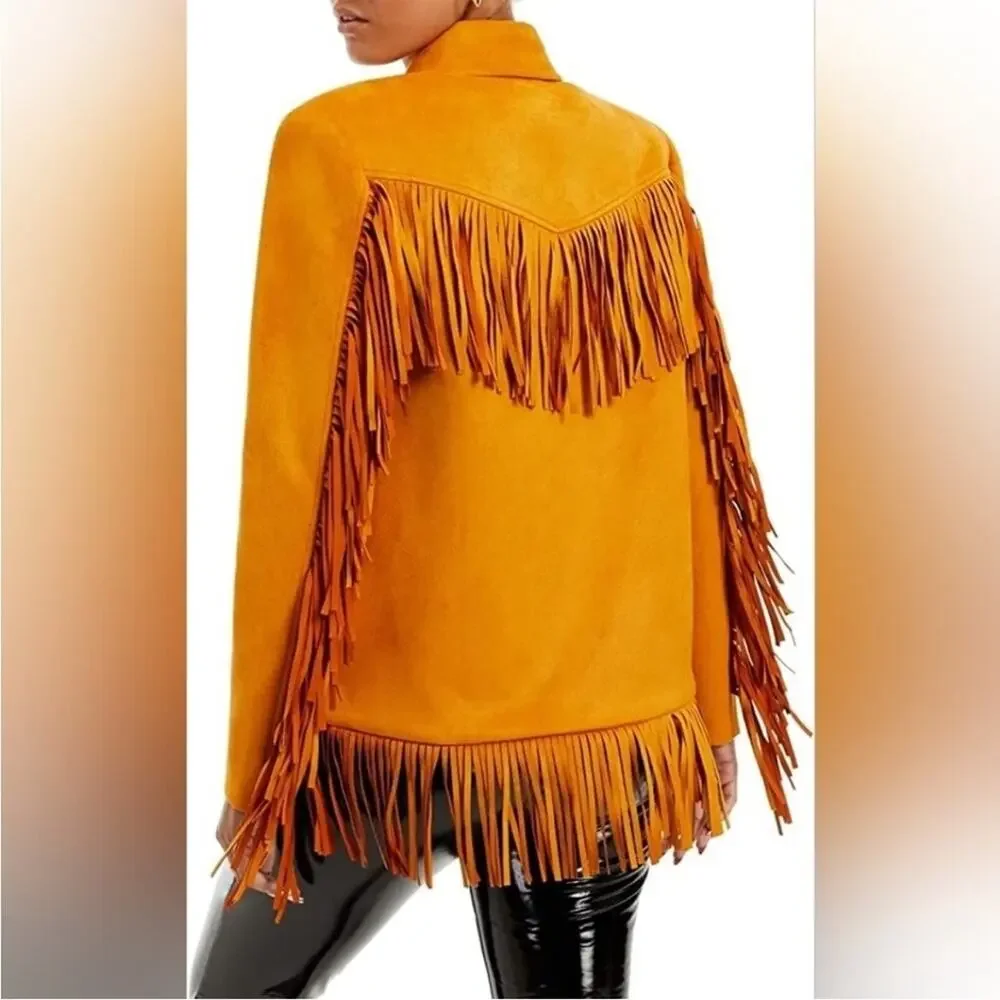 NWT! Danielle Bernstein Faux-Suede Fringe Jacket - Picture 3 of 8